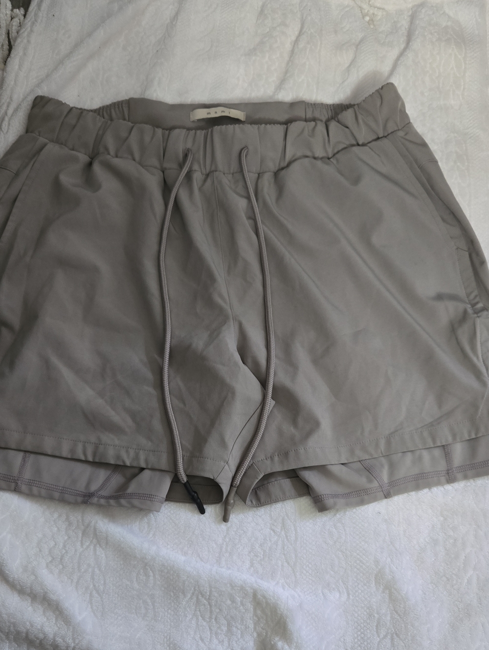MNML  Athletic Drawstring Shorts in Light Taupe